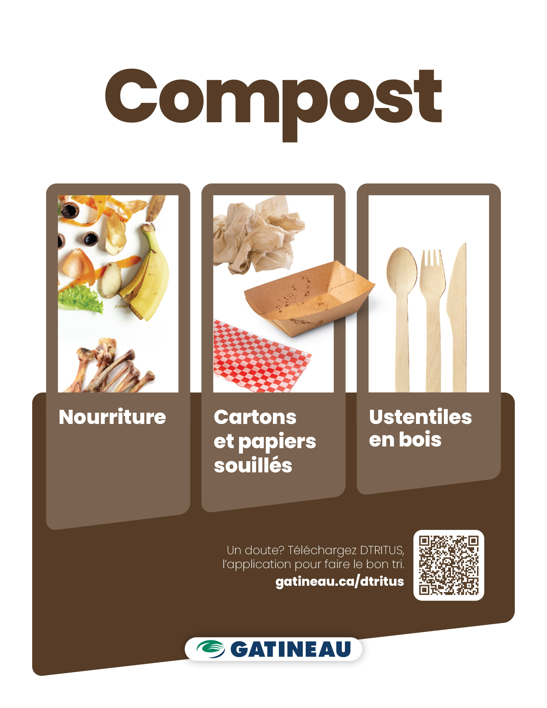 Affiche informative indiquant les mati&egrave;res compostables