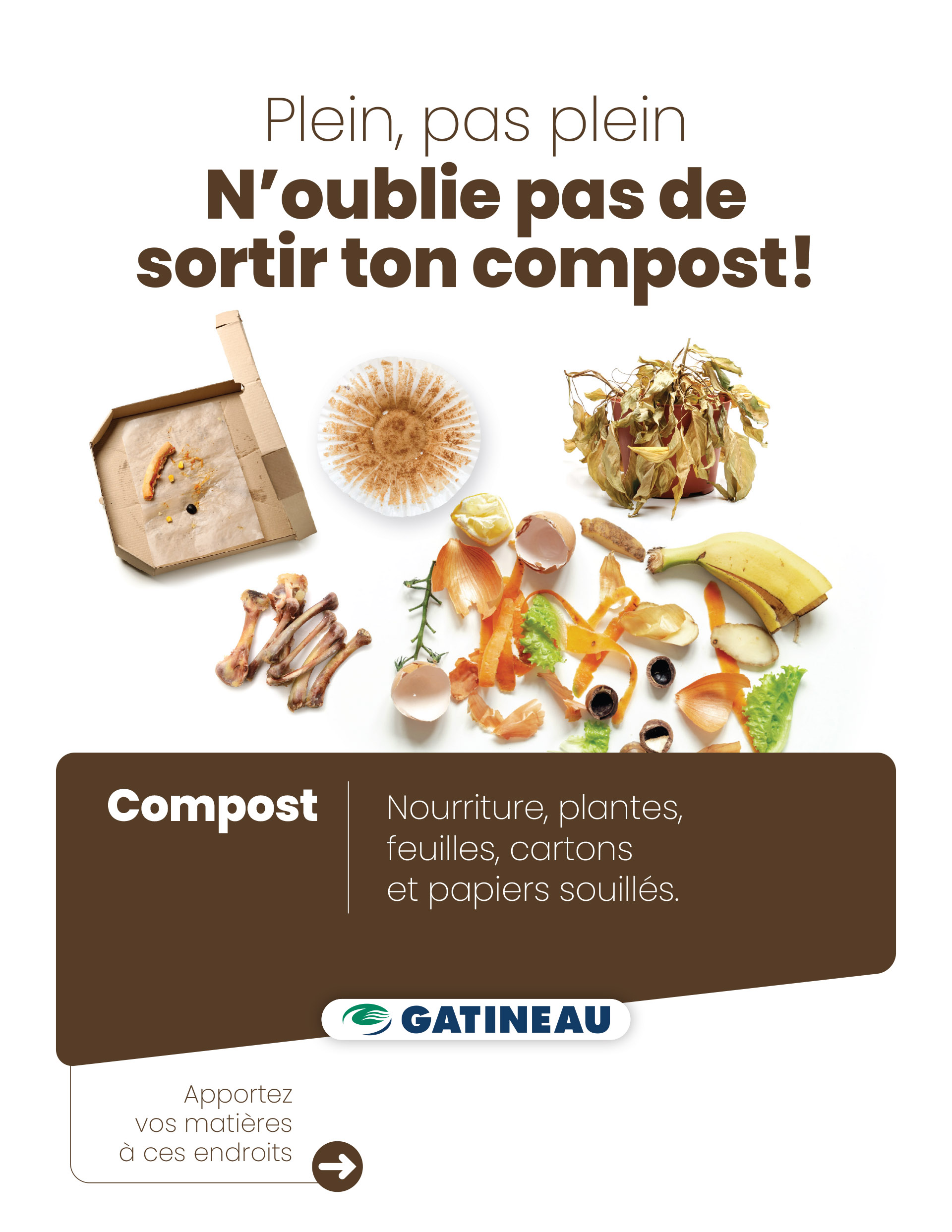 Affiche de rappel pour sortir le bac de compost les jours de collecte